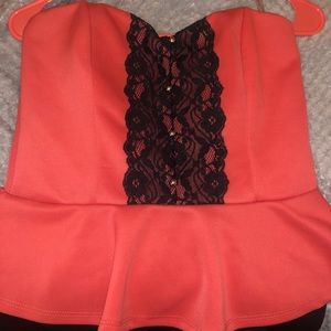 Salmon & Black Office Dress